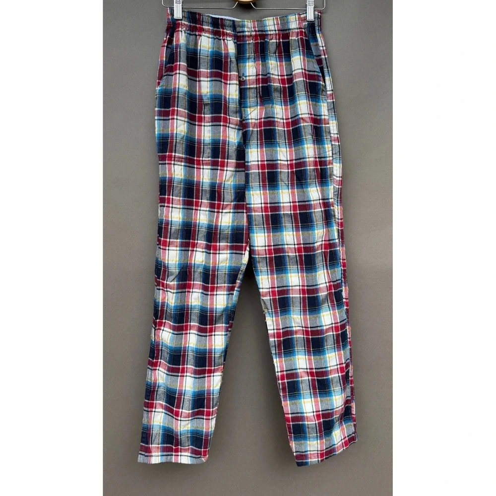 MOFIC Plaid Pajama Pants Medium Red Blue White Cotton Blend Pockets Lounge Sleep